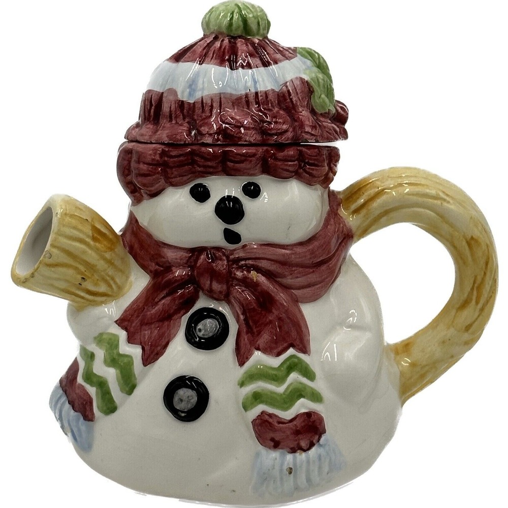 Snowman Teapot Winter Christmas Small Personal Size Wang's International‎ Decor